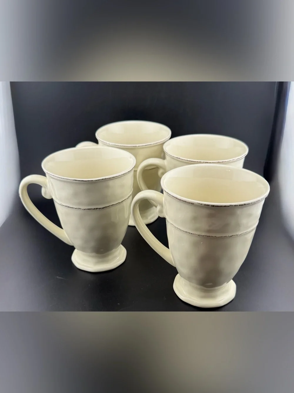 4 Pier 1 Martillo Creme Brulee 14oz Mugs.